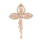 Mahi Rose Gold Plated Flower Studded Cubic Zirconia (CZ) Stone Brooch cum Saree Pin (BP1101206ZWhi) - Fast Shipping to USA & Canada