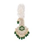 Mahi Green and White Crystals Kalangi with Feather Pagri Turban Brooch for Groom/Men (KL1001017GGre) - Fast Shipping to USA & Canada