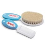 LuvLap Baby Comb & Brush Set, White & Blue - Fast Shipping to USA & Canada