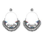 Shreyadzines Oxidized Chandbali Jhumka Jhumki Peacock Ethnic Statement Hoop Earrings Jewellery for Girls and Women - Fast Shipping to USA & Canada