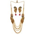 Shreyadzines Rakhi Special Bridal Wedding Ethnic Traditional Gold Plated Multi Strand Polki Necklace Jewelry Set for Women and Girls (Style2) - Fast Shipping to USA & Canada