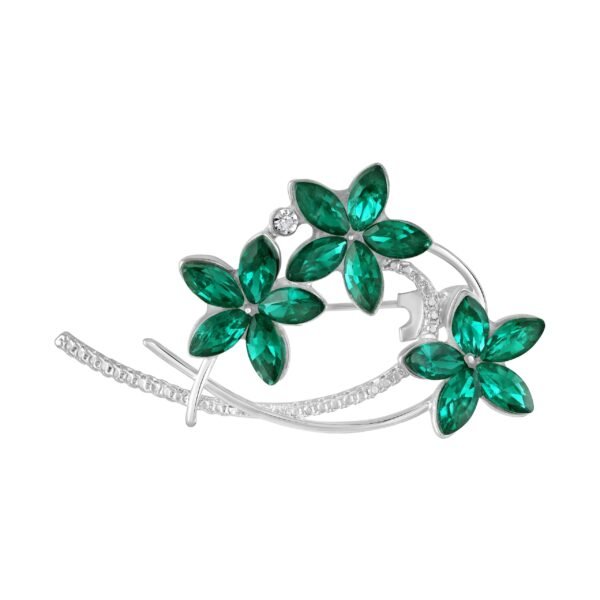 Mahi Floral Shaped Crystal Studded Brooch cum Saree Pin for Women (PABP1101199PR) - Fast Shipping to USA & Canada