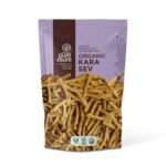 Pure & Sure Organic Kara Sev 100gm (Pack of 1) | Delicious Crunchy Namkeen & Snacks | Ready to Eat Tea Time Snacks, Cholesterol Free, No Trans Fats, No Preservatives - Fast Shipping to USA & Canada