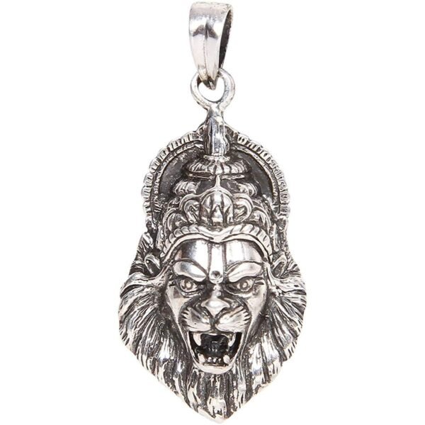 Mahi Rhodium Plated Oxidised Laxmi Narasimha Swamy Unisex Pendant Without Chain PS1101696R - Fast Shipping to USA & Canada