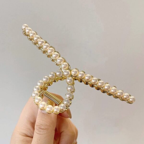 ANNACREATIONS Golden Large Metal Pearl Hair Clutcher hair Claw Hair Accessories For Women Girls (Pack Of 1) Large - Fast Shipping to USA & Canada