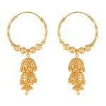 Shreyadzines Traditional Temple Jewellery 18k Gold Polish Ethnic South Indian Meenakari Ghungroo Jhumka Bali Earrings For Women - Fast Shipping to USA & Canada