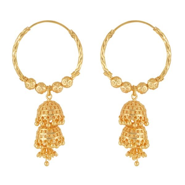 Shreyadzines Traditional Temple Jewellery 18k Gold Polish Ethnic South Indian Meenakari Ghungroo Jhumka Bali Earrings For Women - Fast Shipping to USA & Canada
