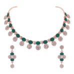 Brado Rose Gold Stone Studded Necklace with Earrings - Fast Shipping to USA & Canada