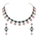 Brado Rose Gold Stone Studded Necklace with Earrings - Fast Shipping to USA & Canada