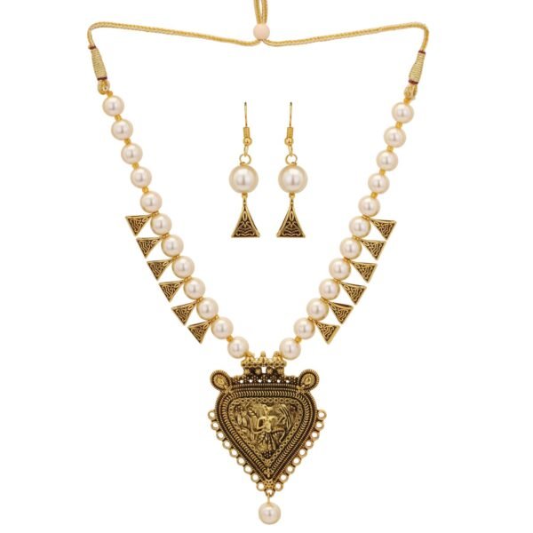 Shreyadzines Oxidized Gold Colored Beads Traditional Necklace Earrings Set for Women & Girls - Fast Shipping to USA & Canada