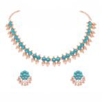 Brado Rose Gold AD Stone Choker Necklace Set with Earrings - Fast Shipping to USA & Canada
