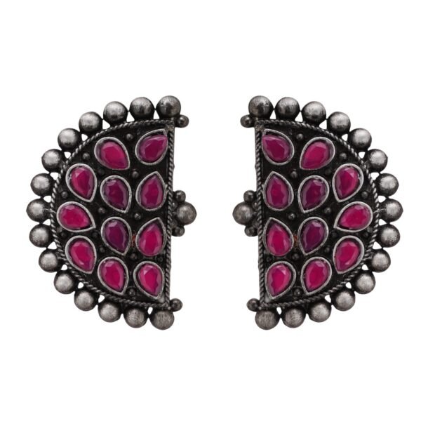 Shreyadzines Boho Vintage Antique Ethnic Gypsy Tribal Indian Designer Bollywood Stud Stone Oxidised Black Earring Earrings Set Jewelry - Fast Shipping to USA & Canada