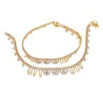 Shreyadzines CZ Stone Gold Polish anklets/pajeb/payal for Women and Girls - Fast Shipping to USA & Canada