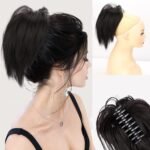 Miss Lirenn? Clip Ponytail for Woman 8 Teeth Claw Messy Bun Makeup Ponytail Hair Extension Stylish Washable Hair Extensions, Matte Finish,12 Inches Long, Brown Color (Brown2) - Fast Shipping to USA & Canada