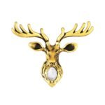 Mahi Gold Plated Classic Deer-Shaped Wedding Lapel Pin/Brooch with Crystal for Men (BP1101132GWhi) - Fast Shipping to USA & Canada