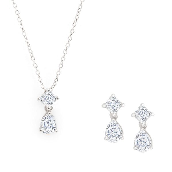 MINUTIAE Austrian Cubic Zirconia Diamond Elegant Stylish Charm Chain Pendant Set for Women & Girls - Fast Shipping to USA & Canada