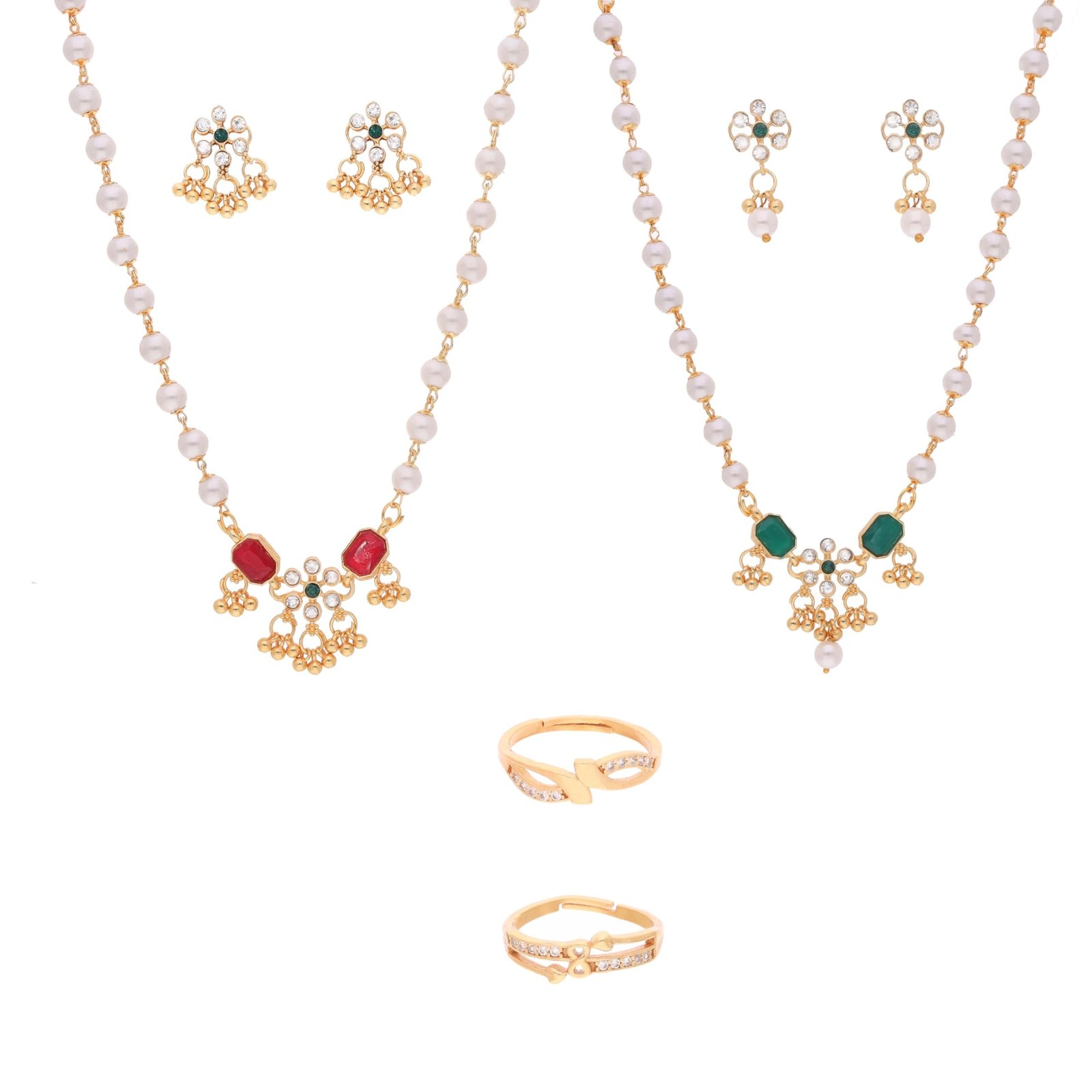 71h1rXiifAL-1.jpg Brado Pearl Necklace Combo (Red/Green) Pack of 4 - Fast Shipping to USA & Canada - Image 1