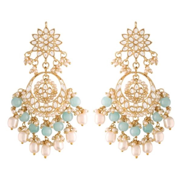 I Jewels Kundan & Pearl Chandbali Earrings - Fast Shipping to USA & Canada