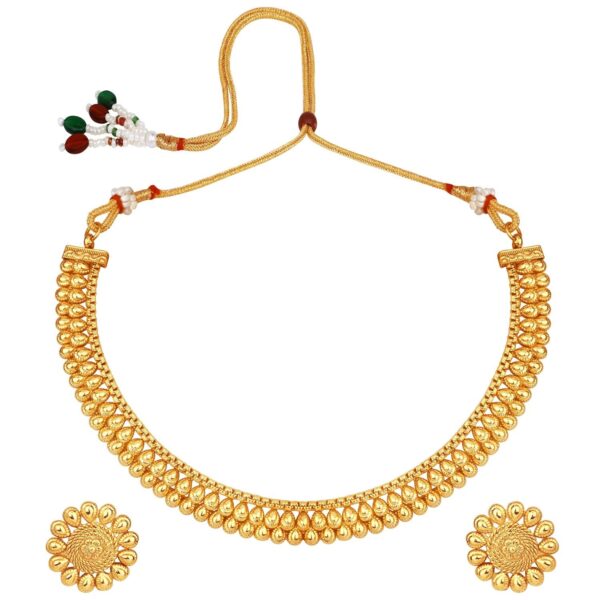 I Jewels 18K Gold Plated Stylish Golden Necklace & Earrings (MC098FL) - Fast Shipping to USA & Canada