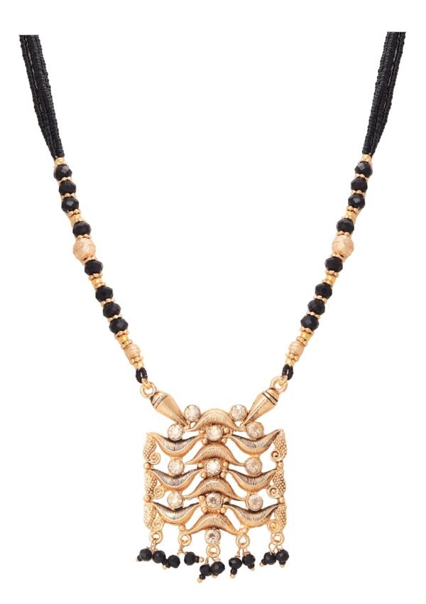 BFC- BUY FOR CHANGE Traditional Antique Kundan Diamond Designer Long Black Bead Gold Mangalsutra For Woman_A11 - Fast Shipping to USA & Canada