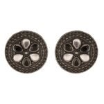 Shreyadzines Fashion Bollywood Jewellery Oxidized Black Polish Circular Designer Stone Studs Stud Indian Statement Earring For Women and Girls - Fast Shipping to USA & Canada