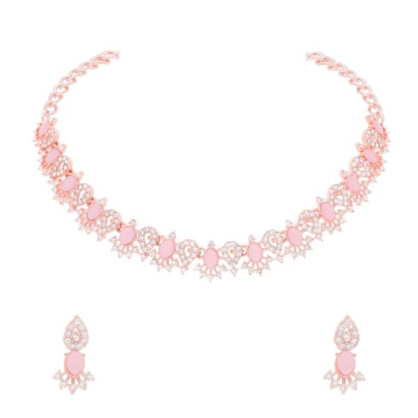 Brado Classic Rosegold AD Necklace with Drop Earrings - Fast Shipping to USA & Canada