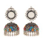Shreyaadzines Ethnic Style Oxidised Oxidized Earrings German Black Silver Polish Designer Aesthetic Earring With Jhumka Jhumkas for Girls & Women - Fast Shipping to USA & Canada