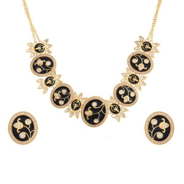 VOYLLA Pashmina Nyasia Choker Set | Women's Wedding & Party Jewelry Set | Enameled & Kundan Necklace Set - Fast Shipping to USA & Canada