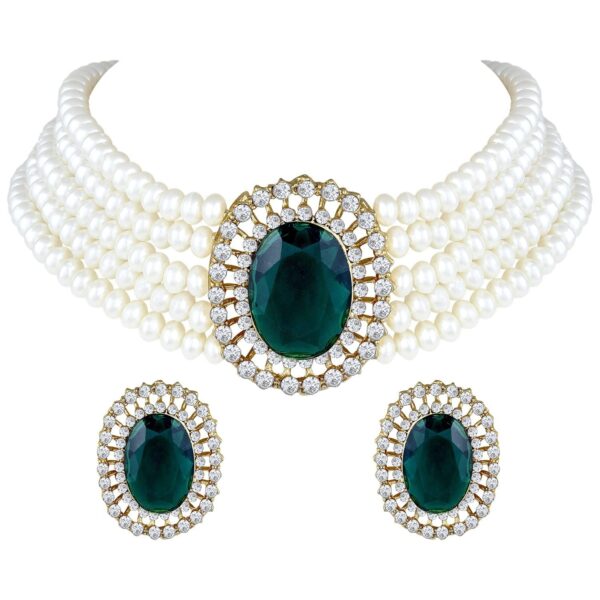 I Jewels Gold Plated Pearl Choker Necklace Set (ML316) - Fast Shipping to USA & Canada
