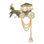 Mahi Meena Work Enamel Horse Chariot Chain Sherwani Brooch for Men (BP1101084G) - Fast Shipping to USA & Canada