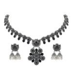 Shreyadzines Indian Jewelry Boho Vintage German Silver Oxidised Bollywood Jewellery Antique Choker Necklace Set with Earrings for Women - Fast Shipping to USA & Canada