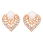 I Jewels Rose Gold Plated CZ Stud Earrings (E50RG) - Fast Shipping to USA & Canada