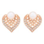 I Jewels Rose Gold Plated CZ Stud Earrings (E50RG) - Fast Shipping to USA & Canada