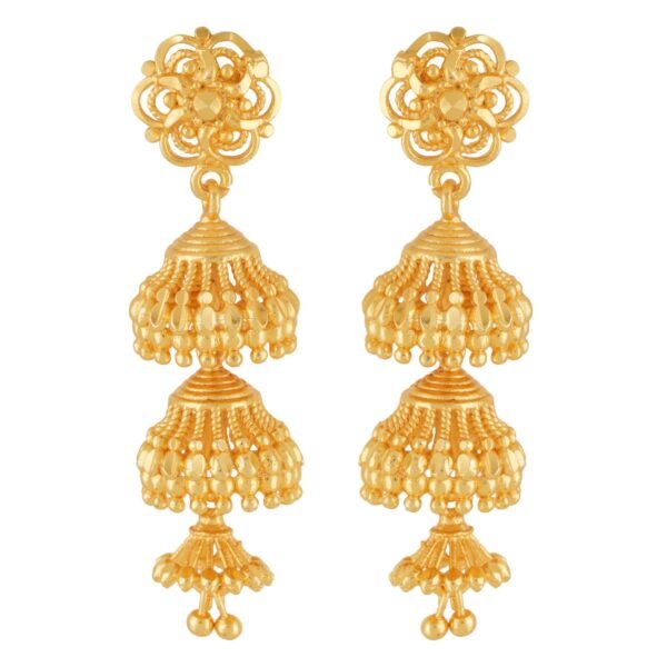 Shreyadzines Traditional Temple Jewellery 18k One Gram Gold Ethnic South Indian Jhumkas Jhumka Earrings Set For Women - Fast Shipping to USA & Canada