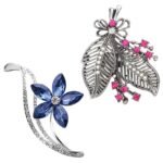 Mahi Combo of Floral and Leaves Wedding Brooch/Lapel Pin with Multicolor Crystals for Women (CO1105476R) - Fast Shipping to USA & Canada
