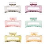 ANNACREATIONS Korean Style Plastic Large Hair Claw Clips Non-Slip Strong Hold Jaw clip for Thick Thin Multicolor Hair Clutches Hair Accessories for Women & Girls (Pack of 6 Pcs) - Fast Shipping to USA & Canada