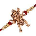 Mahi Rosegold Plated Hanuman Rakhi for Mens and Kids (Rose Gold) (RA1100604Z), Adjustable - Fast Shipping to USA & Canada