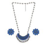 Shreyadzines Silver Oxidised Beads Long Adjustable Vintage Traditional Meenakari Necklace Earrings Jewellery Set For Women and Girls - Fast Shipping to USA & Canada