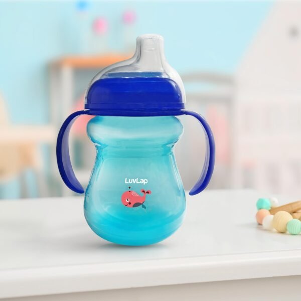 LuvLap Moby Little Spout Sipper 240ml, Blue - Fast Shipping to USA & Canada