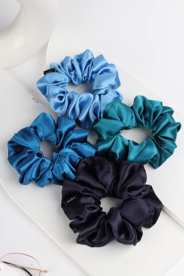 Pelly Kelly Satin Scrunchies Hair Bands for Women | No-Damage Elastic Hair Ties for Ponytails & Buns | Fluffy & Stylish Rubber Bands | Large Size | Pack of 5 - Fast Shipping to USA & Canada