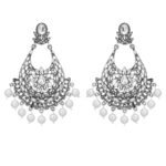 Shreyadzines Victorian Inspired Exclusive Oxidized Silver Glass Alloy Jhumkas Earrings for Women, Medium (JME2706) - Fast Shipping to USA & Canada