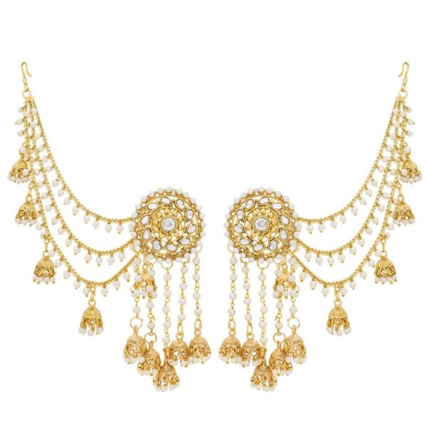 The Luxor Fashion Jewellery Traditional Gold Plated American Diamond Bahubali Long Chain Jhumka Jhumki Earrings for Women And Girls - Fast Shipping to USA & Canada
