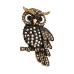 Mahi Antique Gold Finish Vintage Owl-Shaped Crystal Brooch/Lapel Pin for Women (BP1101189G) - Fast Shipping to USA & Canada