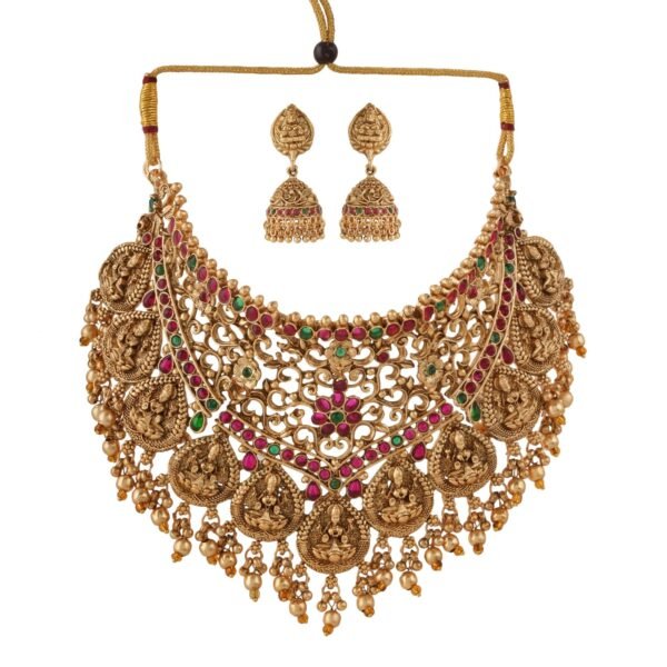 Shreyadzines Traditional Jewellery Set for Women Ethnic Temple Jewellery Set Gold Plated Jewelry Set Traditional Long Haram Necklace Set - Fast Shipping to USA & Canada