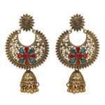 Shreyadzines Oxidised Polish Chandbali Jhumka Jhumki Stone Earrings for Women and Girls - Fast Shipping to USA & Canada