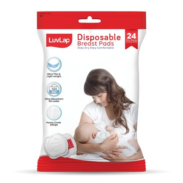 LuvLap Ultra Thin Nursing Breast Pads, 24 Pcs, Disposable - Fast Shipping to USA & Canada