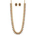 I Jewels 18K Gold Plated South Indian Multicolour Stone Long Necklace & Earrings (MC041) - Fast Shipping to USA & Canada