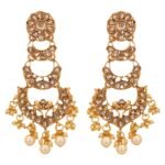 Shreyadzines Designer Festive Collection Non-Precious Metal Alloy Gold Polish Faux Pearl CZ Jhumka Jhumki Dangle Earrings for Women, Free size (JME2197) - Fast Shipping to USA & Canada