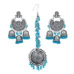 Shreyadzines Oxidized Silver Navratri Wedding Bridal Earrings with Maang Tikka Combo for Women and Girls - Fast Shipping to USA & Canada