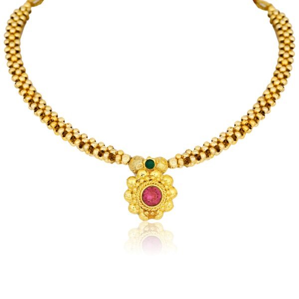 MEENAZ Jewellery Gold Plated Traditional Maharashtrian Thushi Necklace Jewellery for Girls and Women-THUSHI-A7113 - Fast Shipping to USA & Canada